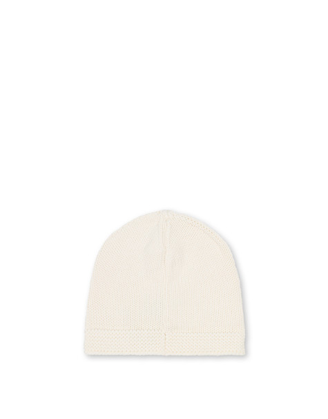 Morbido Cappello In Maglia Rasata Misto Lana Bianco