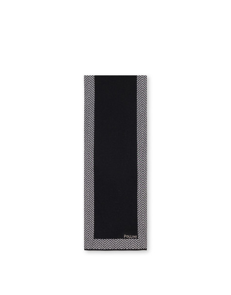 Sciarpa In Misto Lana Con Stampa Chevron Nero