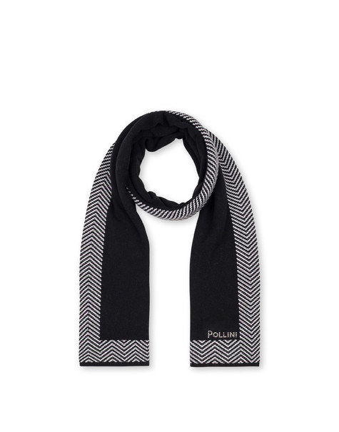 Sciarpa In Misto Lana Con Stampa Chevron Nero