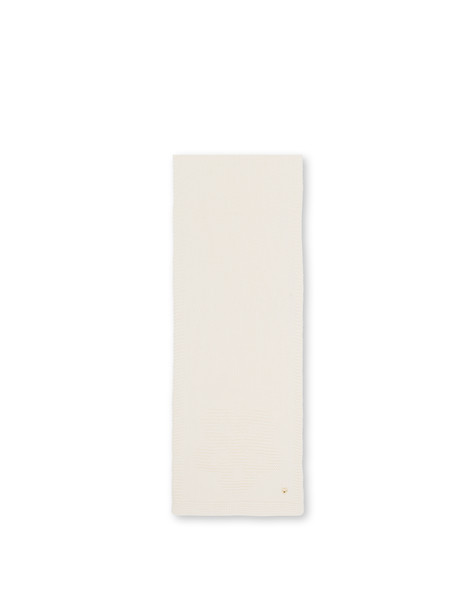 Sciarpa In Misto Lana Con Fiore Jacquard Ton Sur Ton Bianco