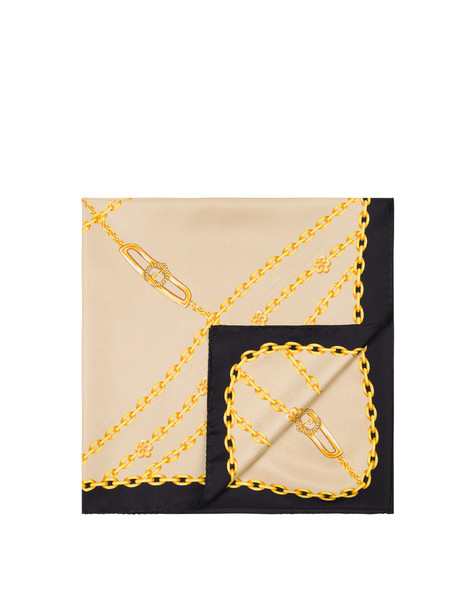 Foulard In Seta Con Stampa Catene Nero