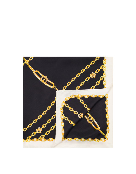 Foulard In Seta Con Stampa Catene Panna