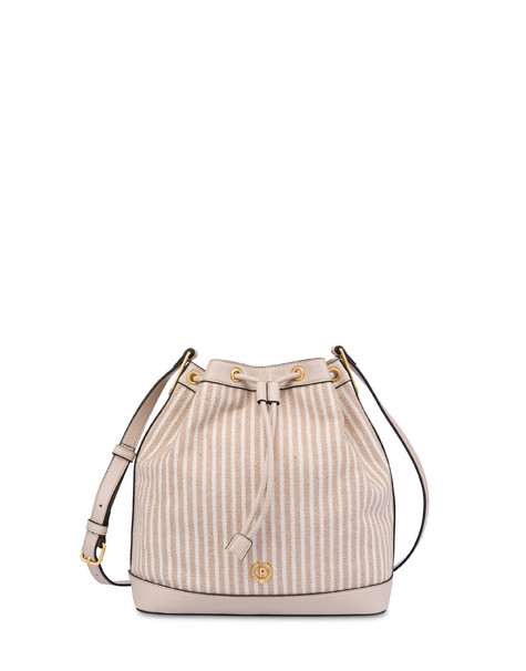 Bucket Bag Plume In Canvas Beige/avorio/beige/nero