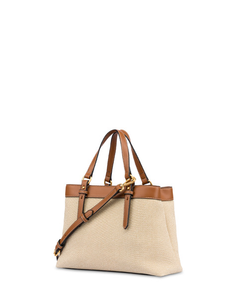 Small Double Handle Bag Drop In Canvas Beige/avorio/cuoio