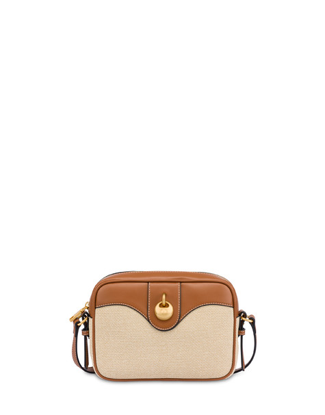 Small Crossbody Drop Bag In Canvas Beige/avorio/cuoio