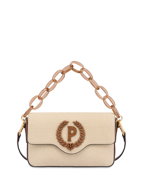 Candy Bag With Oversized Chain In Canvas Beige/ivory/hide