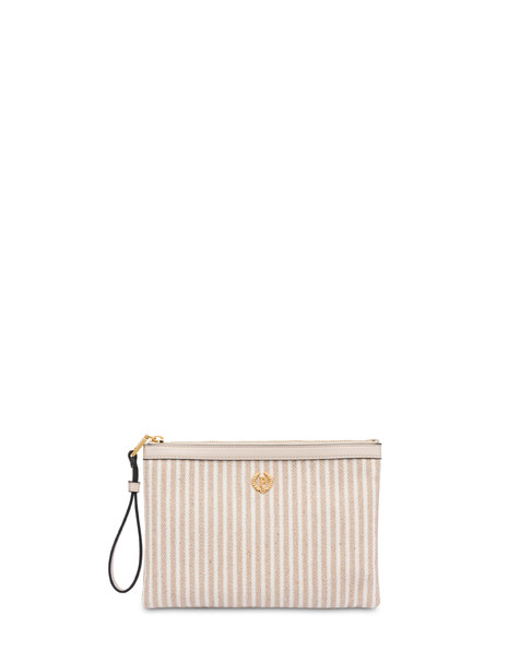 Punch Bag Plume In Canvas Beige/avorio/beige/nero