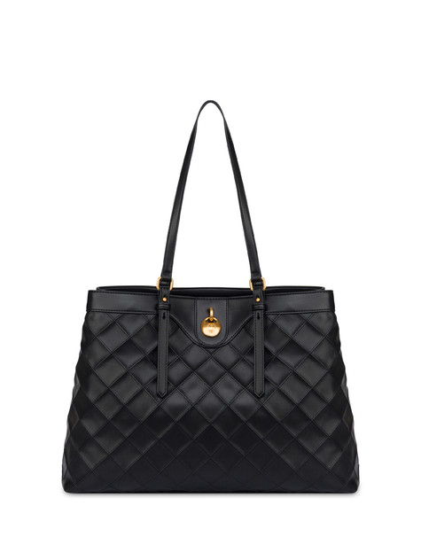 Double Handle Drop Bag In Matelassé (quilted) Faux Leather Black/black