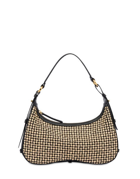 Hobo Bag Viktoria In Rafia Beige/nero/nero