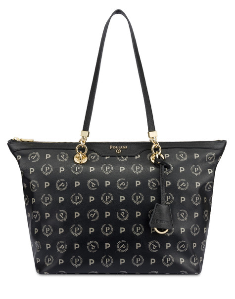 Shopping Bag In Heritage Logo Nero/nero