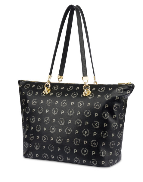 Shopping Bag In Heritage Logo Nero/nero