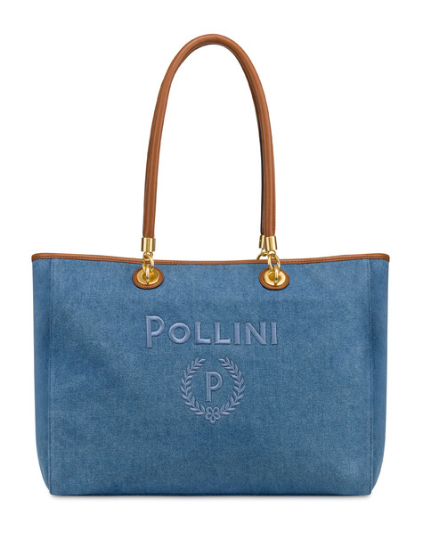 Tote Bag Capri In Jeans Blu/cuoio