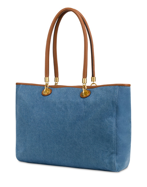 Tote Bag Capri In Jeans Blu/cuoio