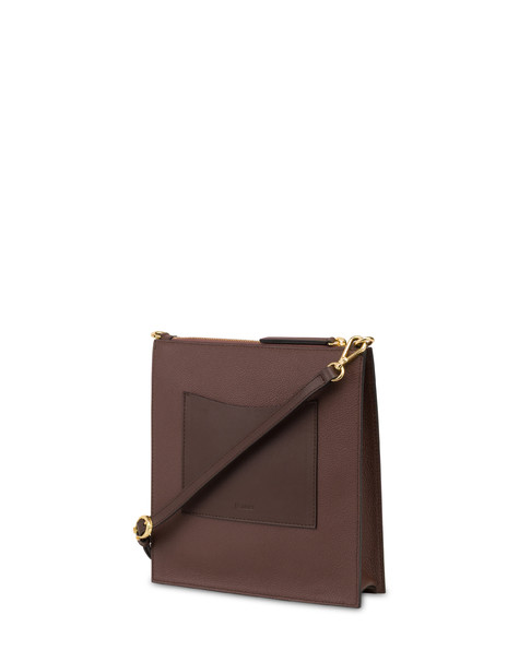 Shoulder Bag Solid In Calf Leather. Dark Brown/dark Brown