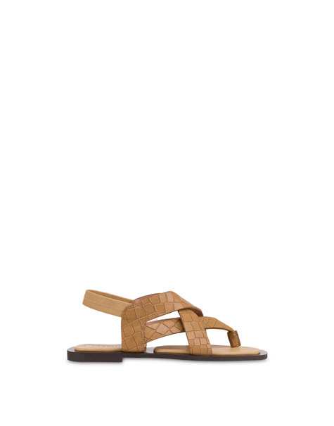 Igea Sandal In Capria Croc-embossed Leather Sand