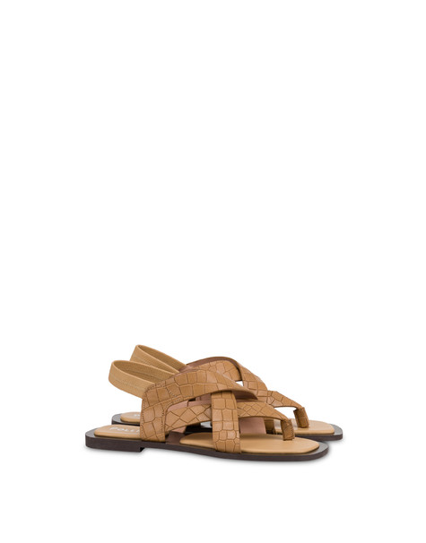 Igea Sandal In Capria Croc-embossed Leather Sand