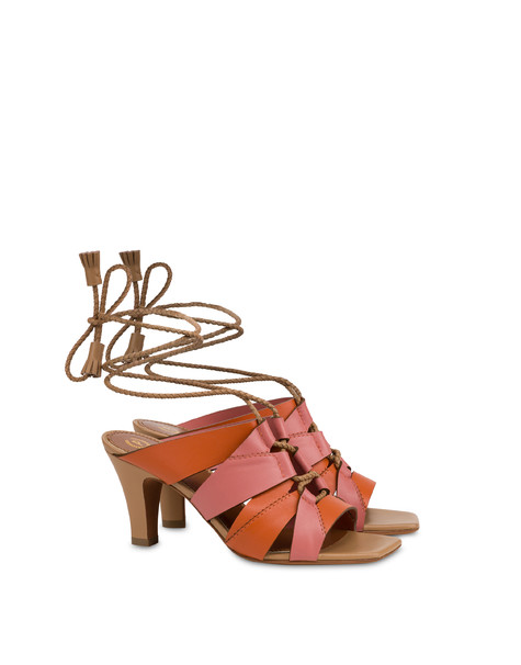 Wave Sandal In Calfskin Terracotta/orchid/mocha Mousse