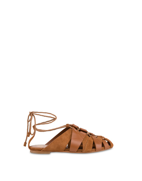 Flat Wave Sandal In Split Leather Hide/hide