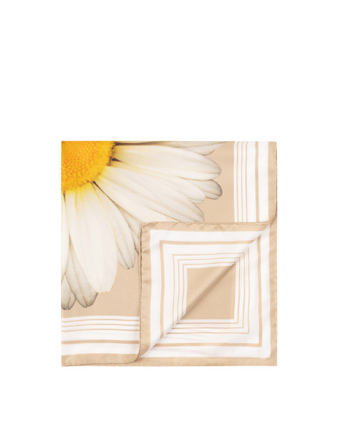 Foulard In Seta Con Stampa Margherita Over Nude