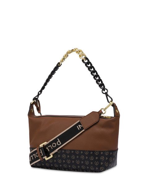 Link Shoulder Bag In Pu And Heritage Pvc Tan/black