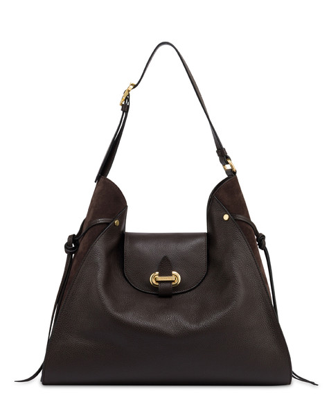 Fence Shoulder Bag In Calfskin Dark Brown/dark Brown