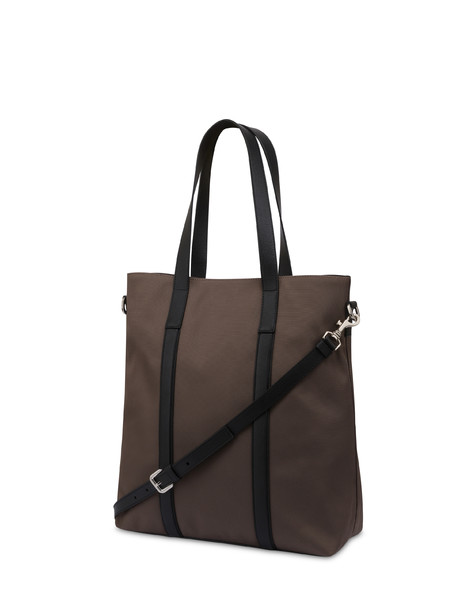 Borsa A Spalla In Nylon E Vitello Fango/nero