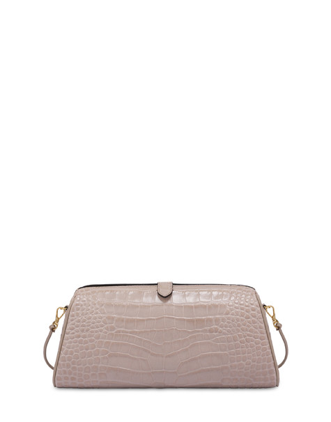 Pochette Shell In Vitello Stampa Cocco Nude/nude