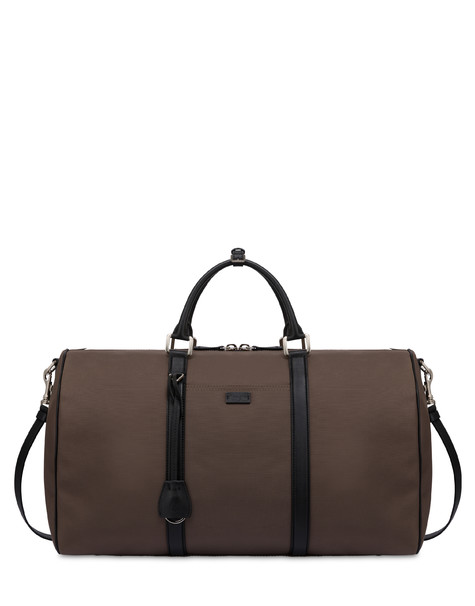 Travel Bag In Nylon And Calfskin Mud/black