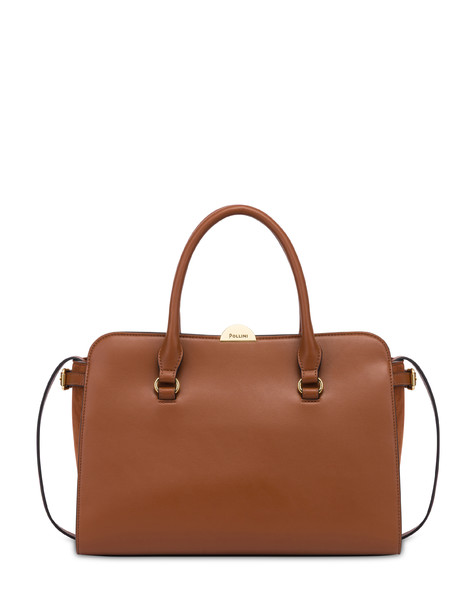 Moon Handbag In Plain Pu Tan/tan