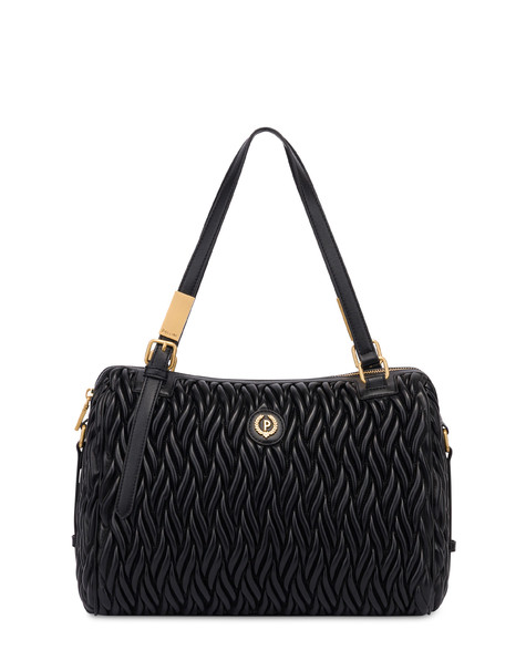 Borsa A Spalla Alba In Quilted Pu E Soft Pu Nero/nero