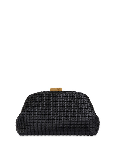 Cloud Clutch In Mini Grained Lux Pleated Pu Black