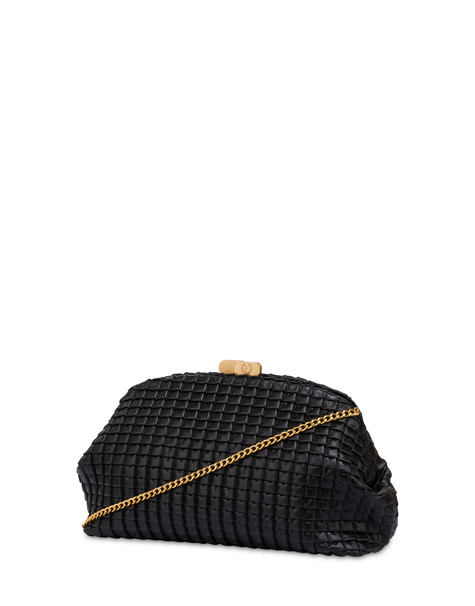 Cloud Clutch In Mini Grained Lux Pleated Pu Black