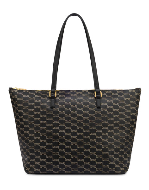 Borsa A Spalla Iconic In Saffiano Pu Stampato Nero/taupe