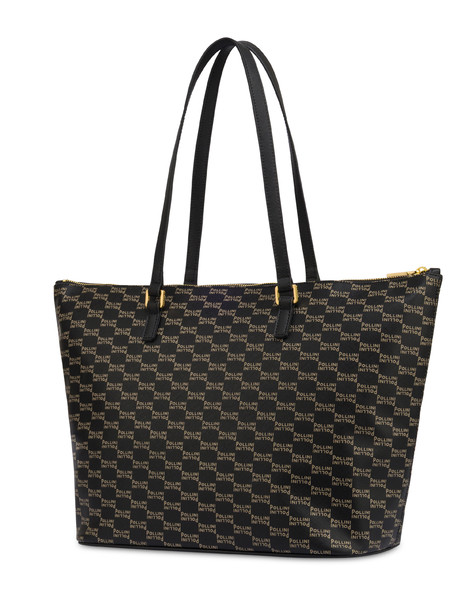 Borsa A Spalla Iconic In Saffiano Pu Stampato Nero/taupe