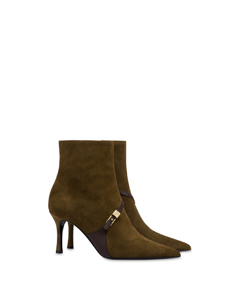 Alba Suede And Calfskin Ankle Boot Undergrowth/ebony