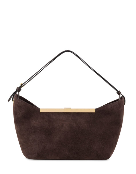Lilly Handbag In Split Leather And Calfskin Dark Brown/dark Brown
