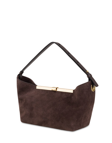Lilly Handbag In Split Leather And Calfskin Dark Brown/dark Brown