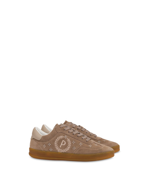 Venus Split Leather And Calfskin Sneakers Stone/stone