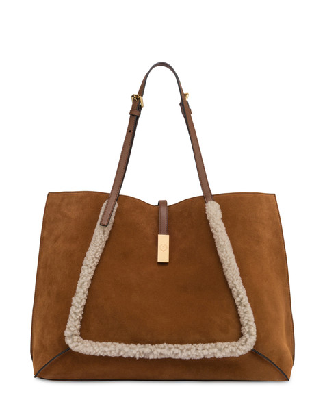 Austin Shopping Bag In Calfskin And Sheepskin Hide/taupe/hide