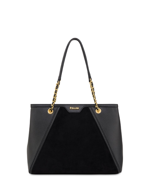 Shopping Bag Frame In Mini Grained Pu E Fabric Suede Nero/nero