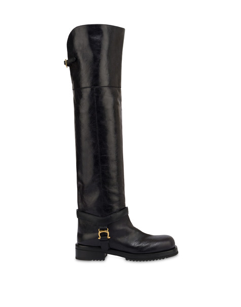 Mia Over-the-knee Calfskin Boot Black/black