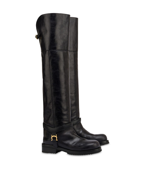 Mia Over-the-knee Calfskin Boot Black/black