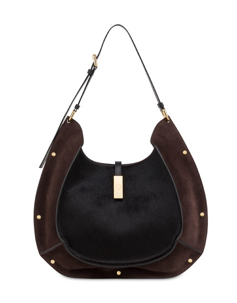 Austin Shoulder Bag In Crust Pony Skin And Calfskin Dark Brown/dark Brown/black