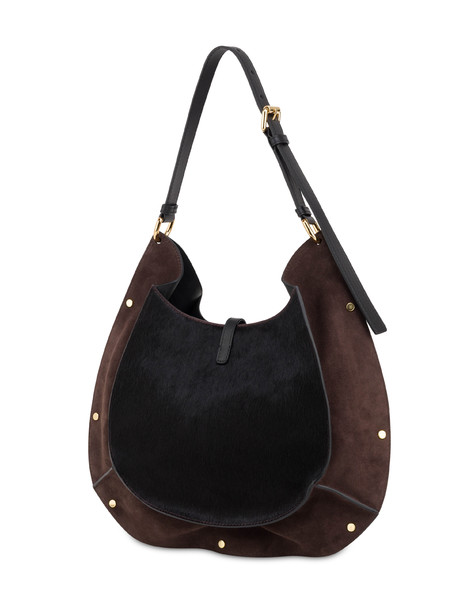 Austin Shoulder Bag In Crust Pony Skin And Calfskin Dark Brown/dark Brown/black