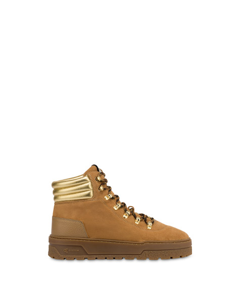 Ice Cracker Boot In Split Leather And Laminate Camel/gold/camel