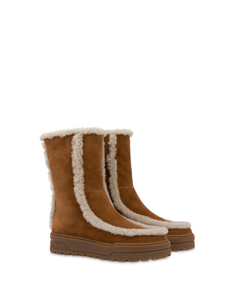 Ice Cracker Split-leather Ankle Boots Cognac
