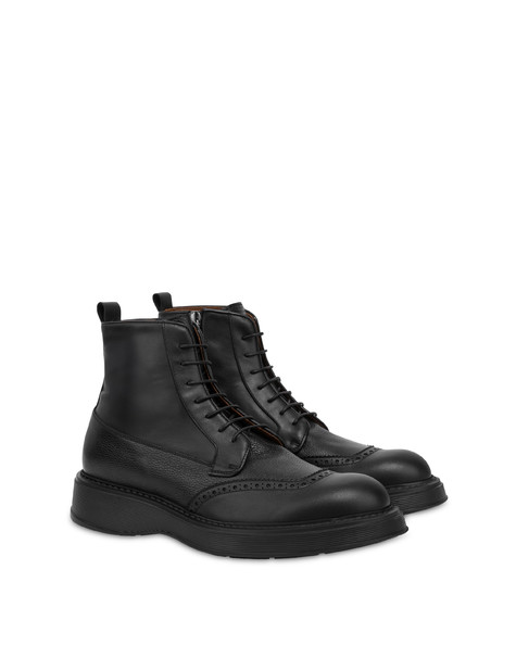 James Ankle Boots In Garnet Calfskin Black/black