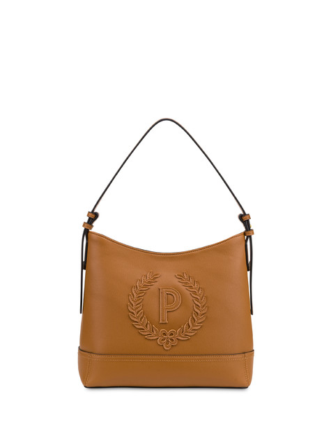 Crown Hobo Bag In Grained Vegan Leather Tan