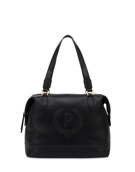 Barrel Bag Crown In Grained Pu Nero