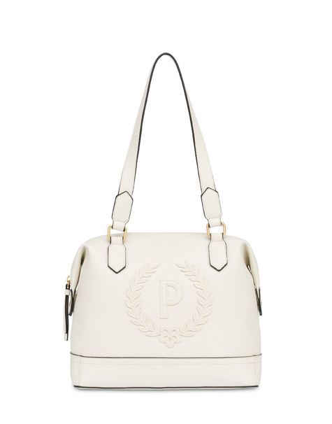 Crown Barrel Bag In Grained Vegan Leather Ivory